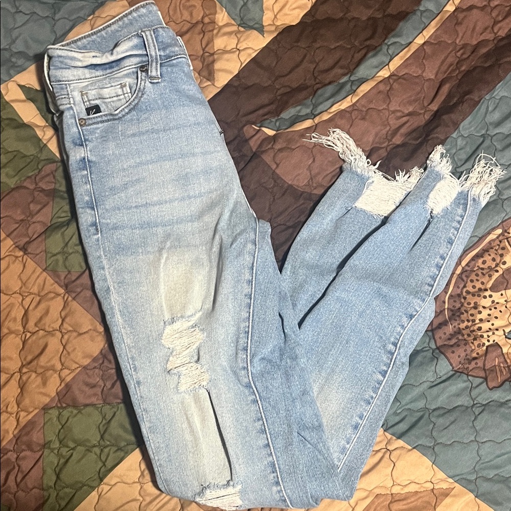 KanCan Light Blue Frayed Hem Jeans